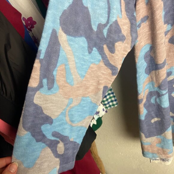 Logo by Lori Goldstein Size L Blue Camouflage Lightweight Sweater Linen Casual - Picture 4 of 6